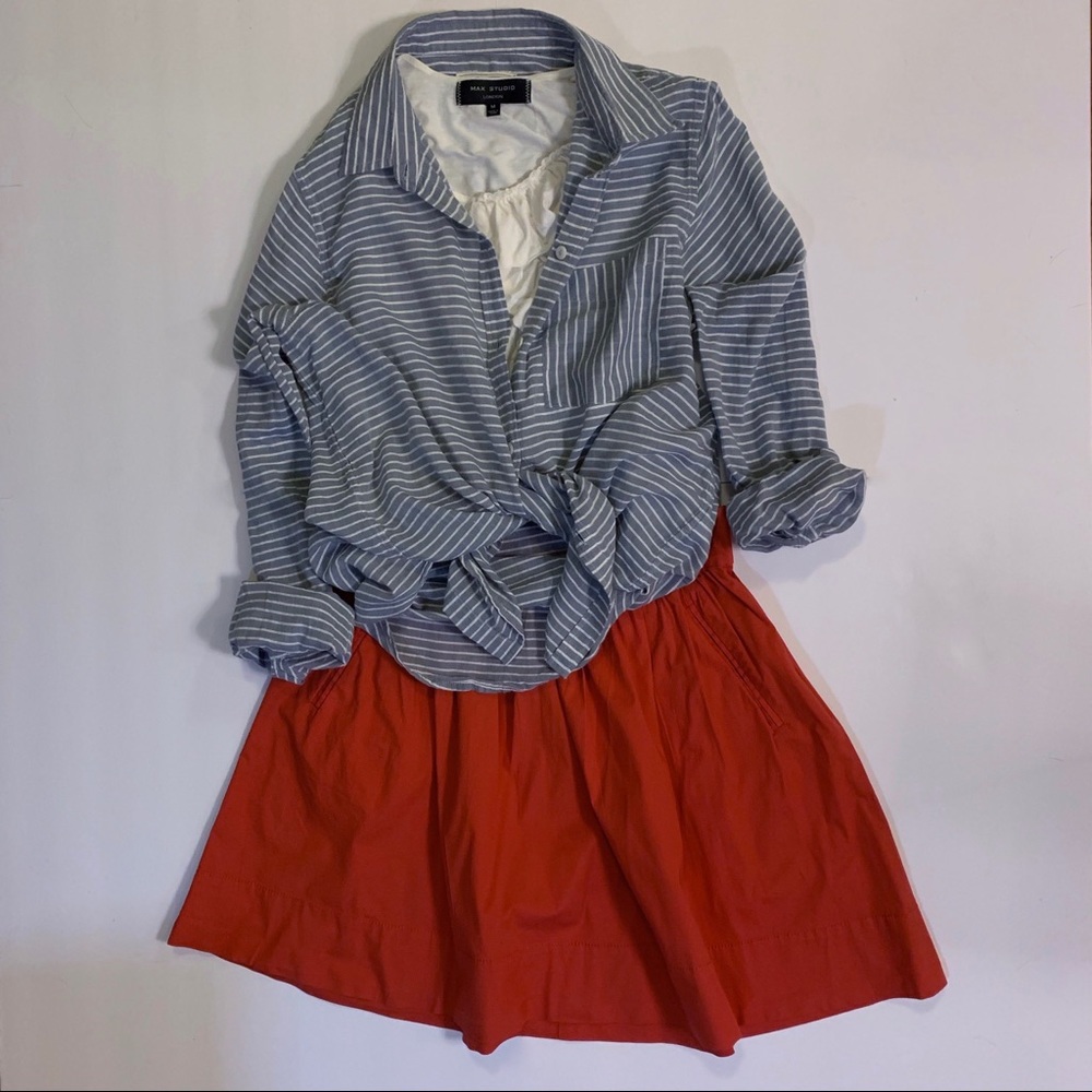 Banana Republic Red Cotton Poplin Skirt
